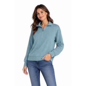 NWT Three Dots Soft Touch Quarter Zip Nile Blue S